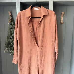 Boutique Terracotta Button-Up Jumpsuit